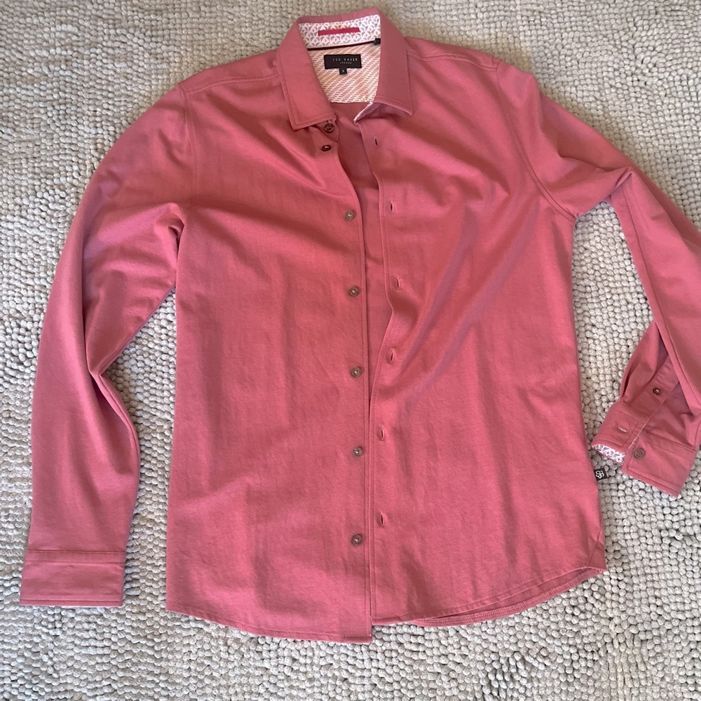 Ted Baker London Button Down Shirt,  Desert Rose, Size 3 Medium, EUC
